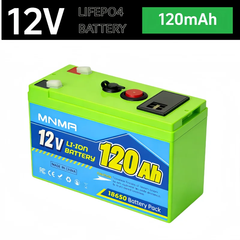 

12V 120Ah Lithium LiFeP04 Battery for Solar Charging,Fish Finder Marine Outdoor Camping Off-Grid Applications with USB Port