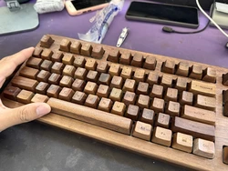 Black Walnut Keycaps Custom Wood OEM Profile Keycap Original Artist Personalized Point Key Cap for Gaming Wooting Keyboard Gift