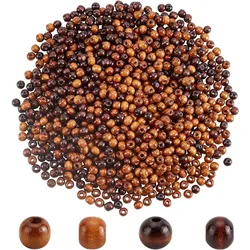 1000pcs 2 Colors 10mm Natural Wood Beads Dyed Round Dark Brown Wood Color Beads Unfinished Macrame Wooden Beads with Large