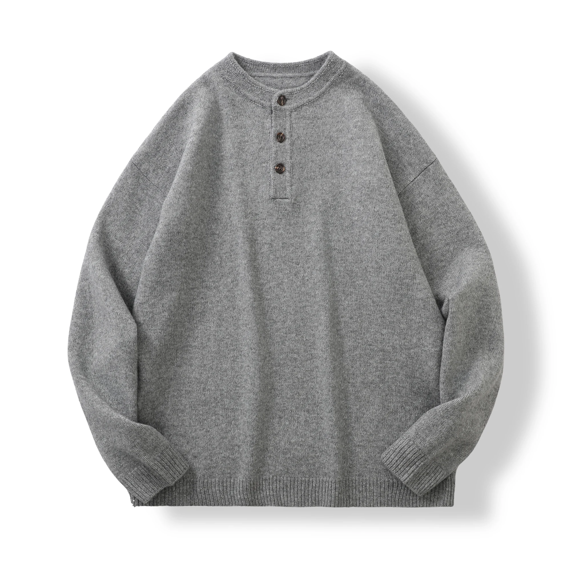 Maglione da uomo in misto lana lavorata a maglia Trade King Colletto Henry Caldo autunno inverno Faion Comodo top lungo Sve delicato sulla pelle