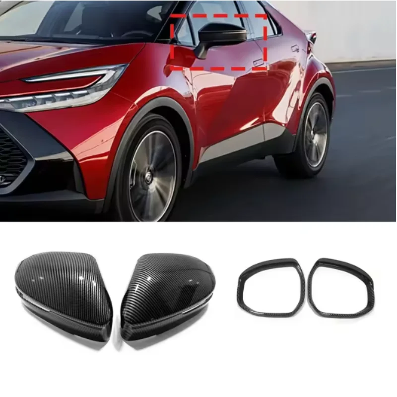 For Toyota CHR C-HR 2024 2025 ABS Carbon Fiber Side Wing Rear View Mirror Cap Cover Reaview Mirror Visor Exterior Accessories