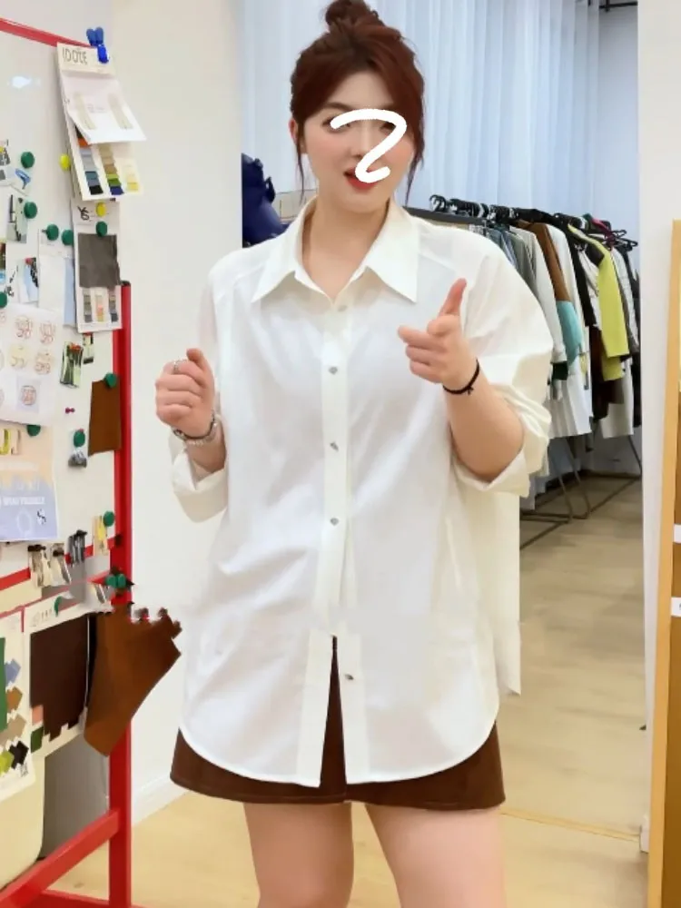 

Женские модные белые кроя больших размеров Ne irt, весна-осень, корейский свободный крой, длинный све, чистый цвет, полиэстер