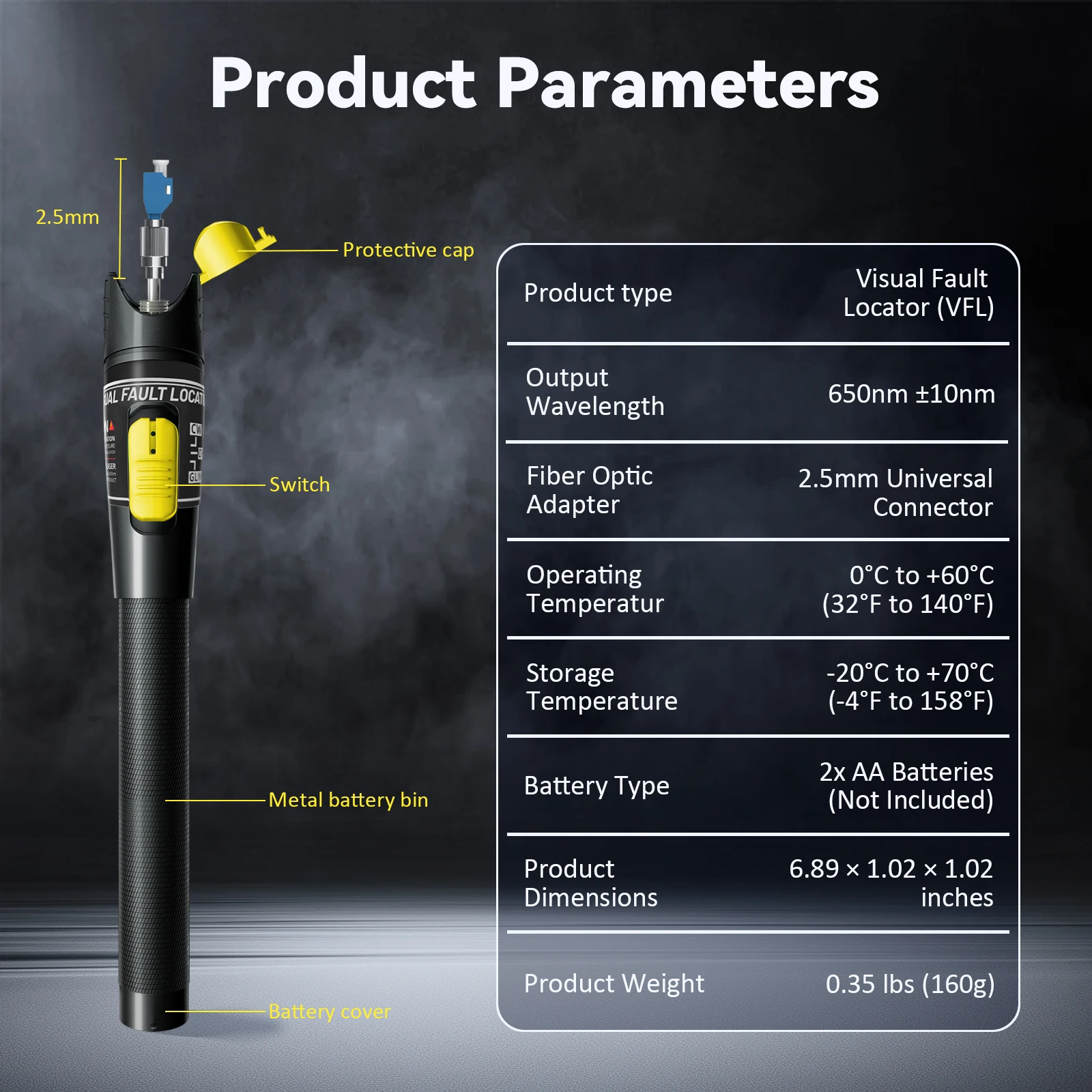 Fiber Optic Cable Tester Pen 10/30/50/80/100mw Visual Fault Locator SC/FC/ST 2.5mm Interface VFL 30/50/80/100Km Range