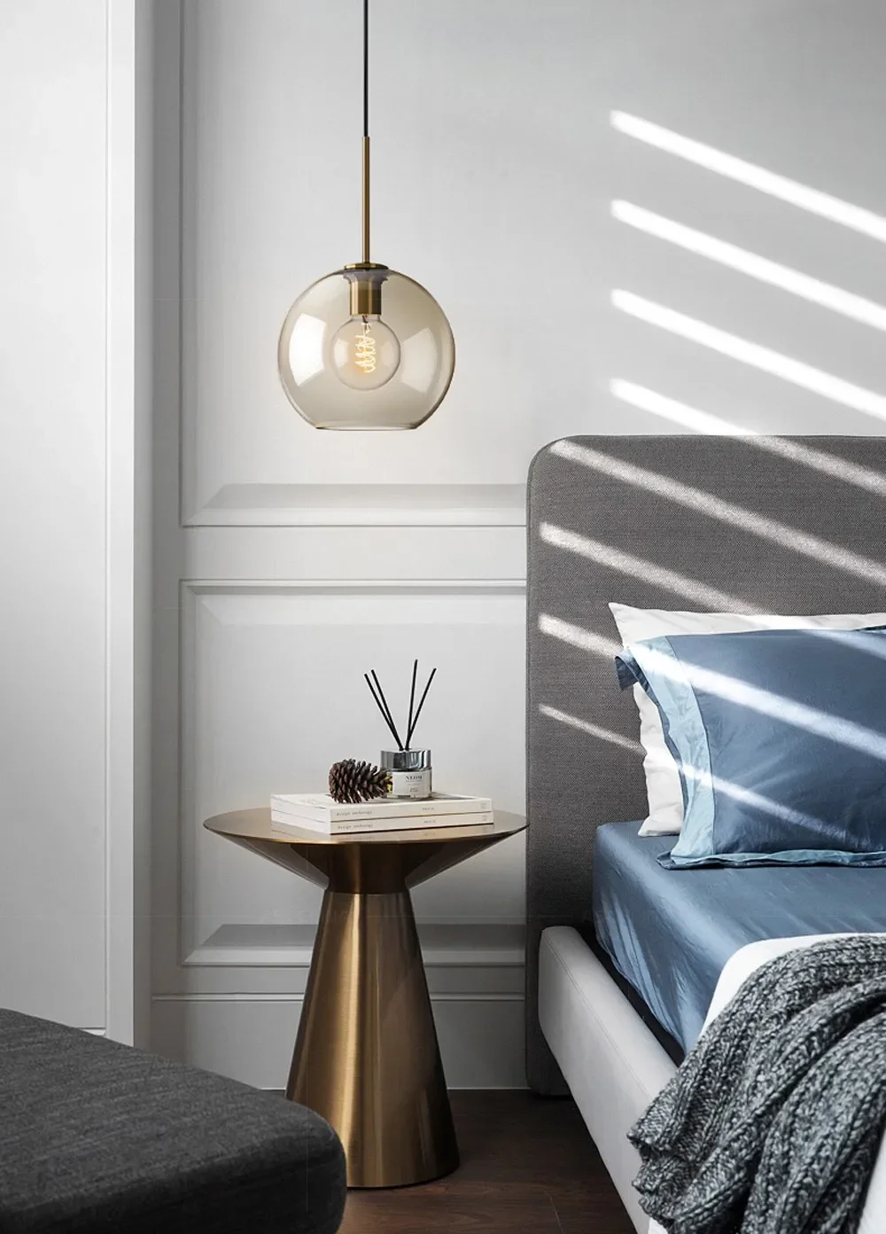 Nordic LED Glass Chandelier Single Multi Head Dining Room Pendant Light Living Room Bedroom Cafe Stairway Home Decoration Lustre