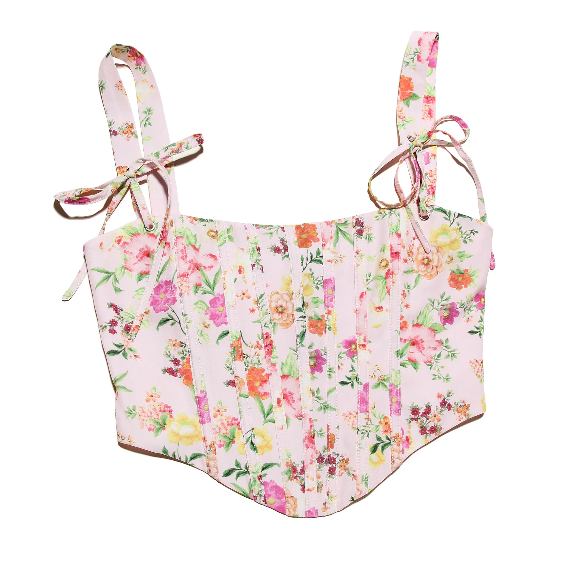 New Floral Print Suspenders Women Summer Fishbone Slit Mid-length Skirt Two-piece Printed Dress Women's Clothing