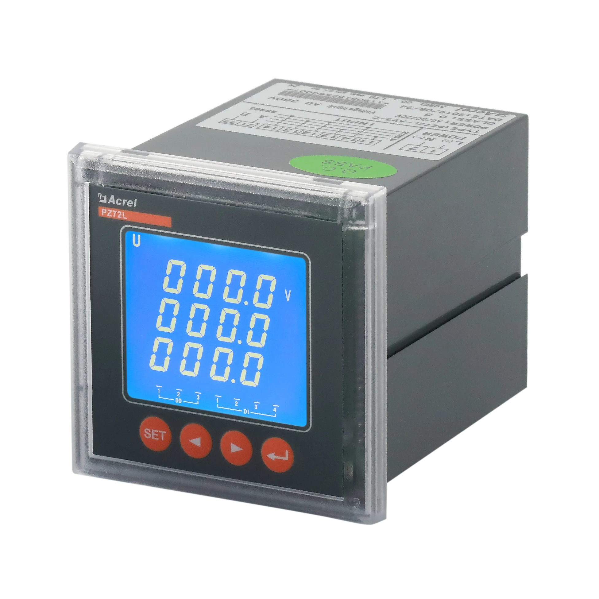 Acrel LCD display three phase intelligent AC voltage detection instrument PZ72L-AV3 with 2DI/2DO and RS485 communication