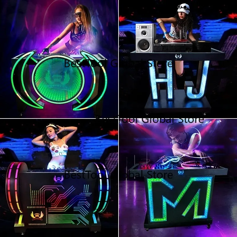 

LED Luminous Metal Acrylic Bar Counter DJ Booth Table for Nightclub & Bar