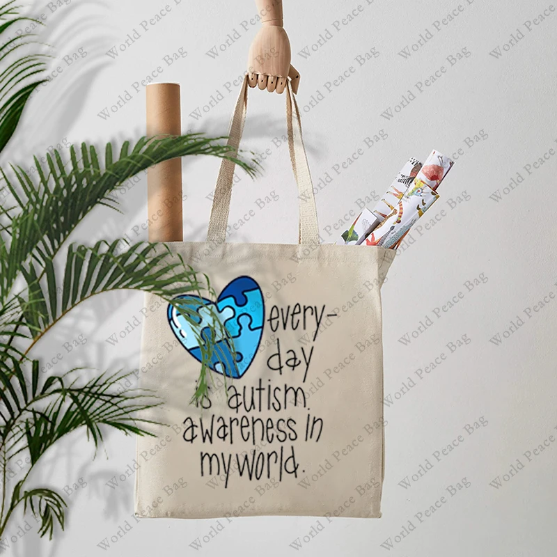 1 pc Color outside the lines Autism pattern Trendy Folding Shoulder BagSummer Beach holiday Bag Autism Equality gift