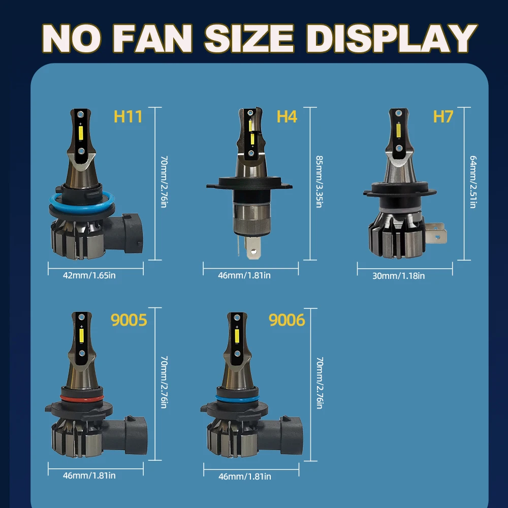 Drahtlose h7 h4 LED-Lampe antike Mini-Größe Scheinwerfer 25000lm csp Chips h11 9005 9006 hb3 hb4 Auto LED-Scheinwerfer lüfter loser Turbo-Lüfter