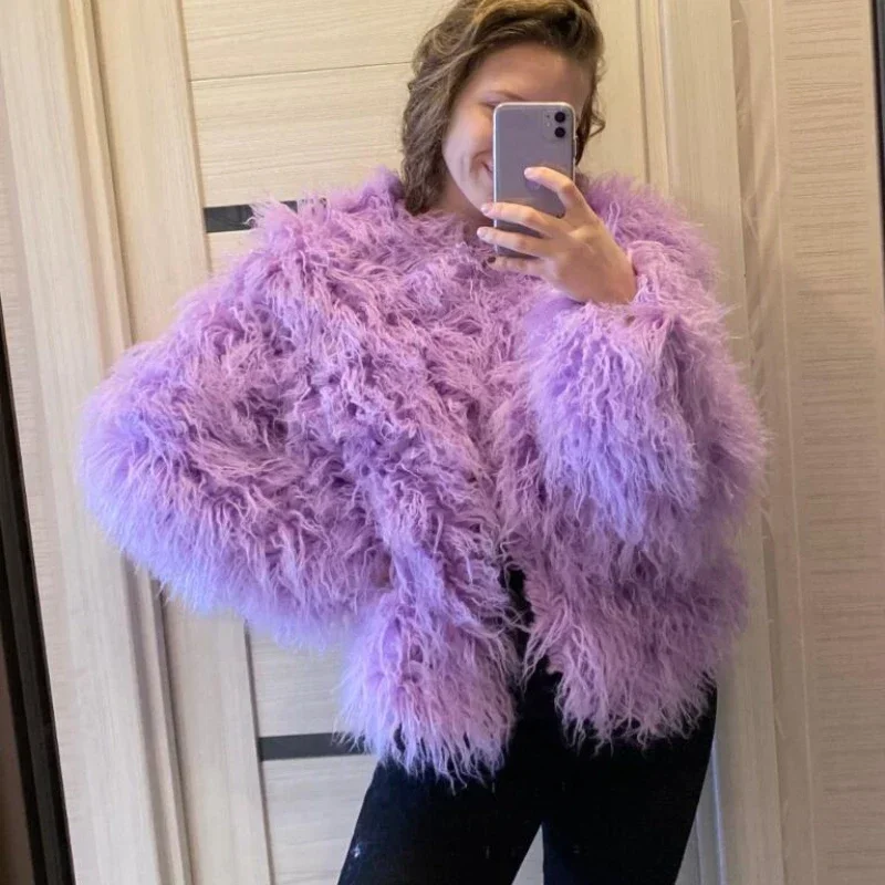 Women Faux Fur Coat Autumn Winter High Quality Fluffy Short Faux Fur Jacket Women's Cardigan Jacket Solid Streetwear Outerwear