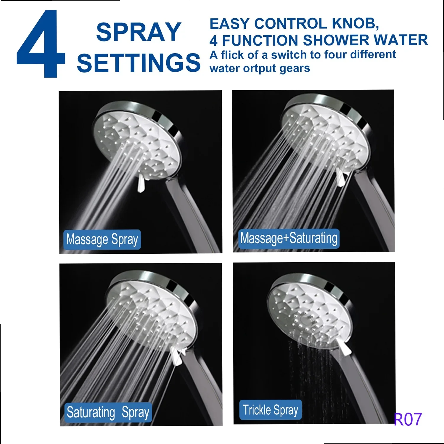 Source Factory 4-Mode High Pressure Handheld Shower Head with Starry Spray, Patented Design