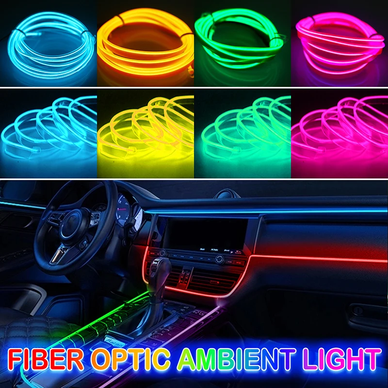 Car EL Wire String Strip Rope Tube Light Interior Decorative Party Atmosphere LED Lamp Neon Lighting  Flexible Decorated Prop