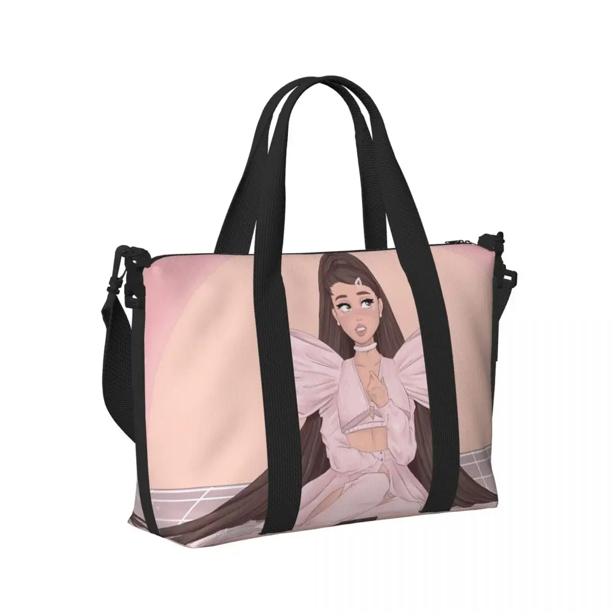 

Ariana Grande Pop Music American Singer Beach Travel Bag Large Capacity Tote Bags for Sport Women Shopping Duffle Shoulder Bag