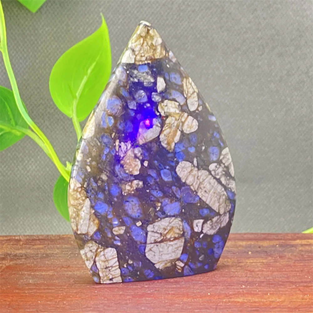 

Natural Blue Flash Crystal Ornament Lotus Agate Healing Mineral Specimen Home Decoration Holiday Gift