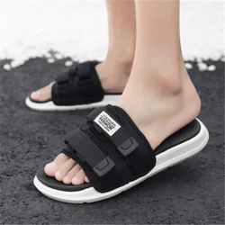 Slippers Men's Summer Fashion Outer Wear Couple One-Word Slippers Non-slip Net Red Beach Trend Hong Kong Style Sandals Slippers