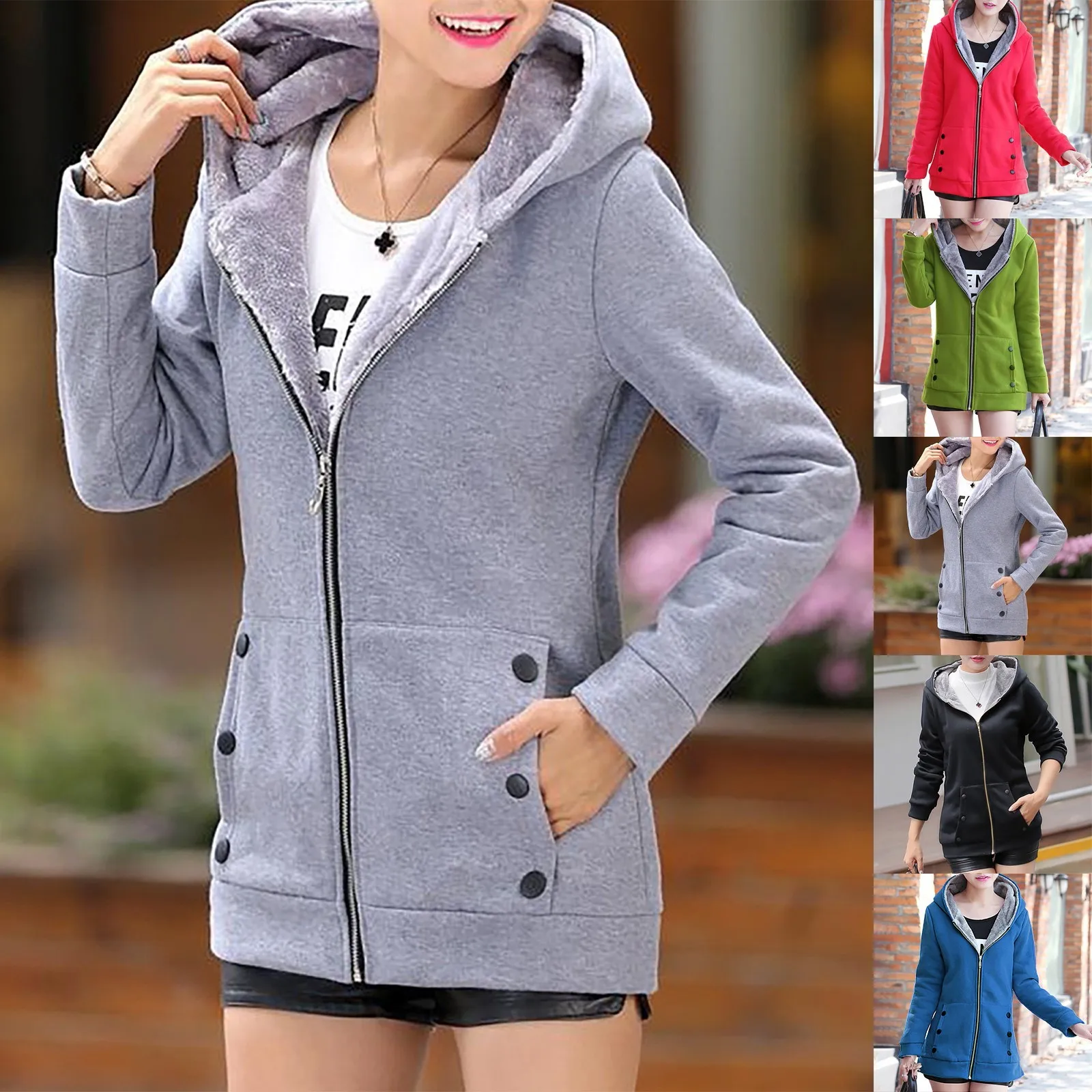 Women\'S Fashion Thicken Warm Zipper Cardigan Sweater Hooded Jacket Abrigos Mujer Invierno Chamarras Para Mujer пальто женское