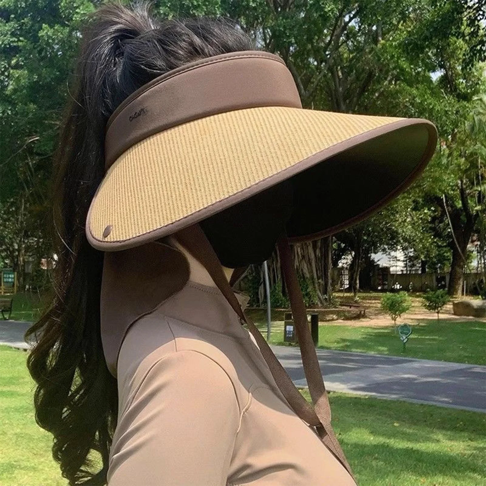 Sunshade Hat Straw-woven Empty Top Hat For Women Removable Beach Visor Sun Protection Summer Hats For Outdoor Travel Photography