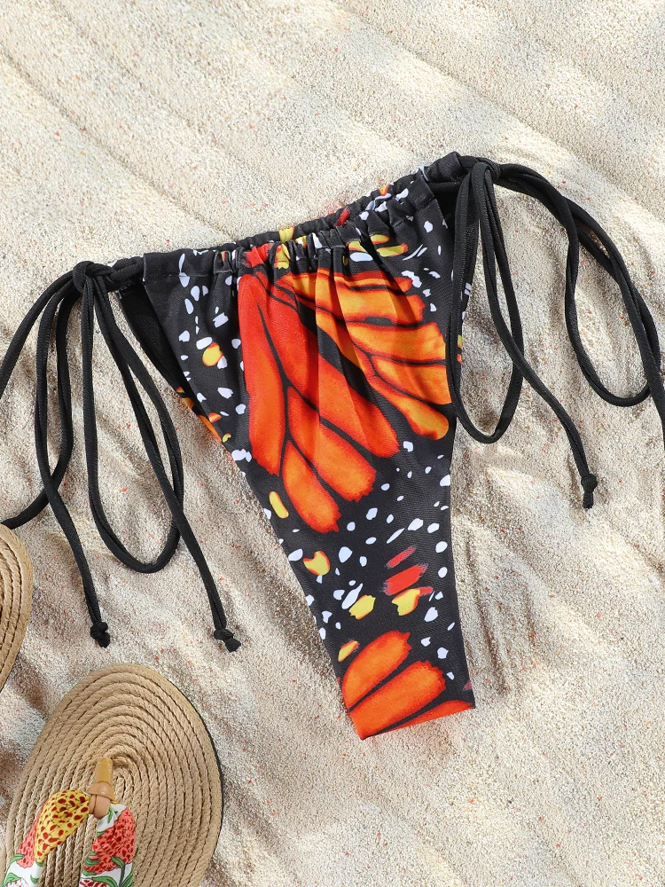 Butterfly Bikinis Sexy Swimwear Women Triangle Swimsuit Bandage Bikini Set Micro Thong Print Bathing Suit Summer Biquini