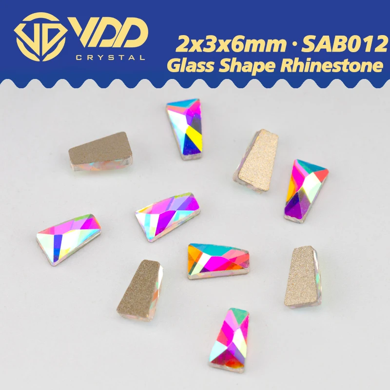 VDD 2x3x6mm 100/500/1440 Stück Form Glas Kristall Strasssteine Farbe AB Flache Rückseite Glitzer DIY Nagelkunst Dekorationen SAB12 – Detail 4