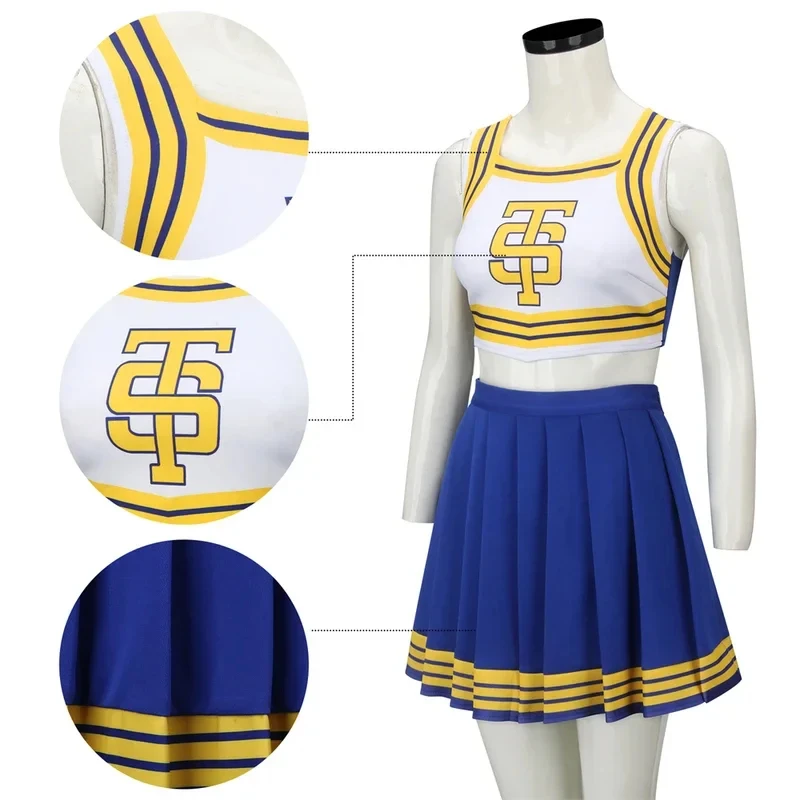 Uniforme de Animadora Taylor 2026, Traje Azul y Blanco de Taylor Swift para Halloween, Disfraz para Escuela Secundaria DLTZO