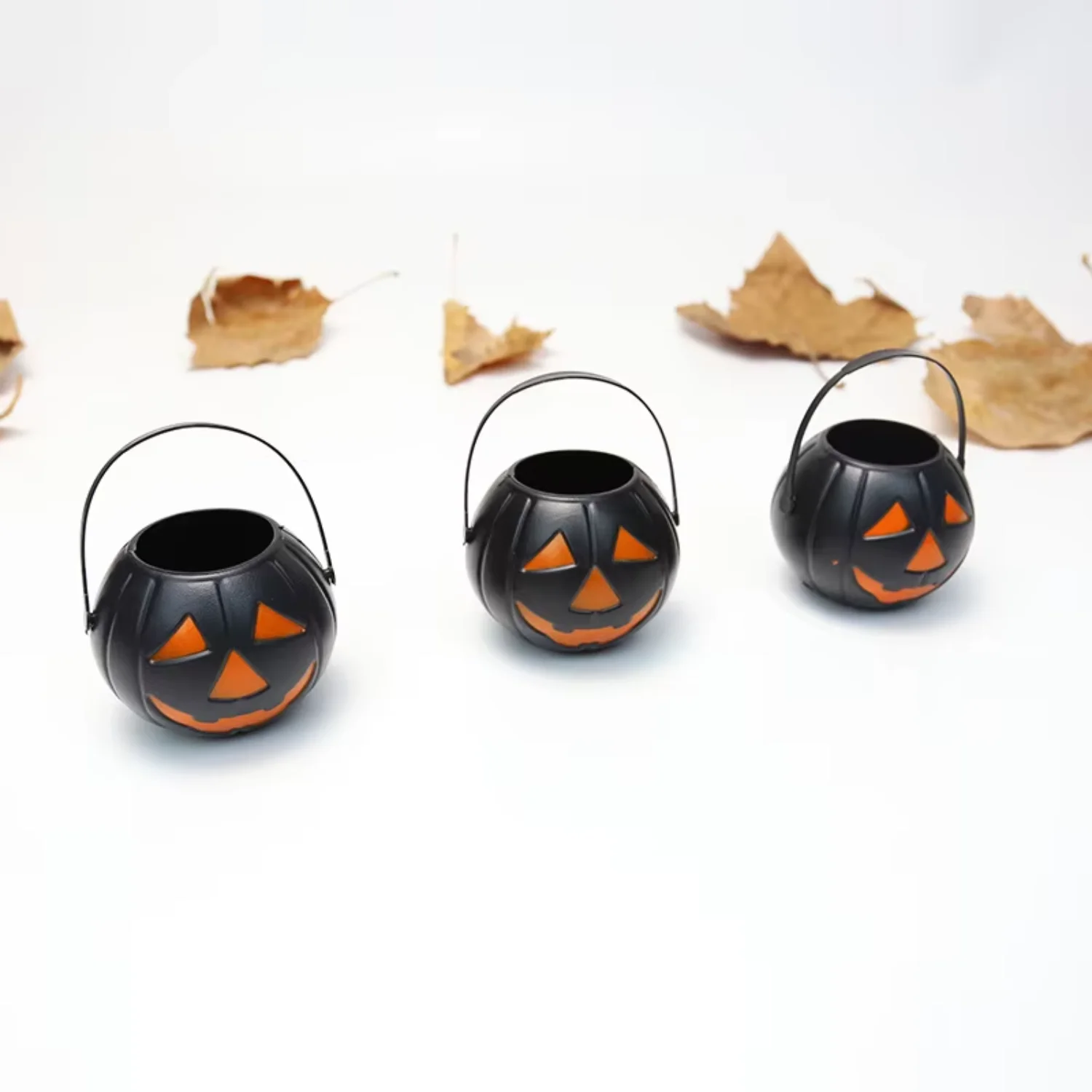 Halloween Decor Pumpkin Candy Kettles Witch Cauldron Pot mini plastic Pumpkin Candy Halloween Buckets 6pcs