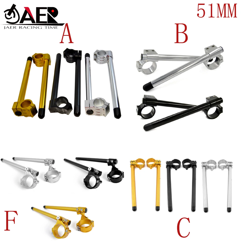 51mm Motorcycle CNC Billet Aluminum Adjustable Clip-On Handlebar Fit most of sport bike with 51mm fork clip motor