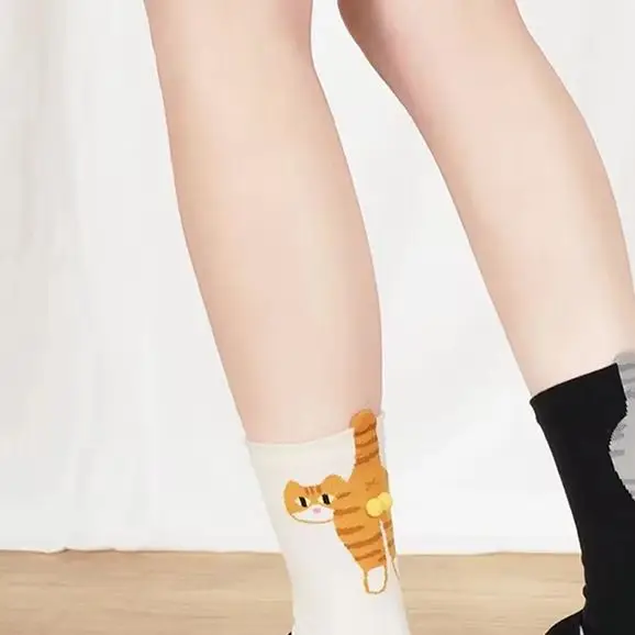 

Women's Cartoon Cat Ding Bell Ball Socks For Women Summer Ins Cotton Cute Japanese Funny Sports Mid-tube Socks 36-42