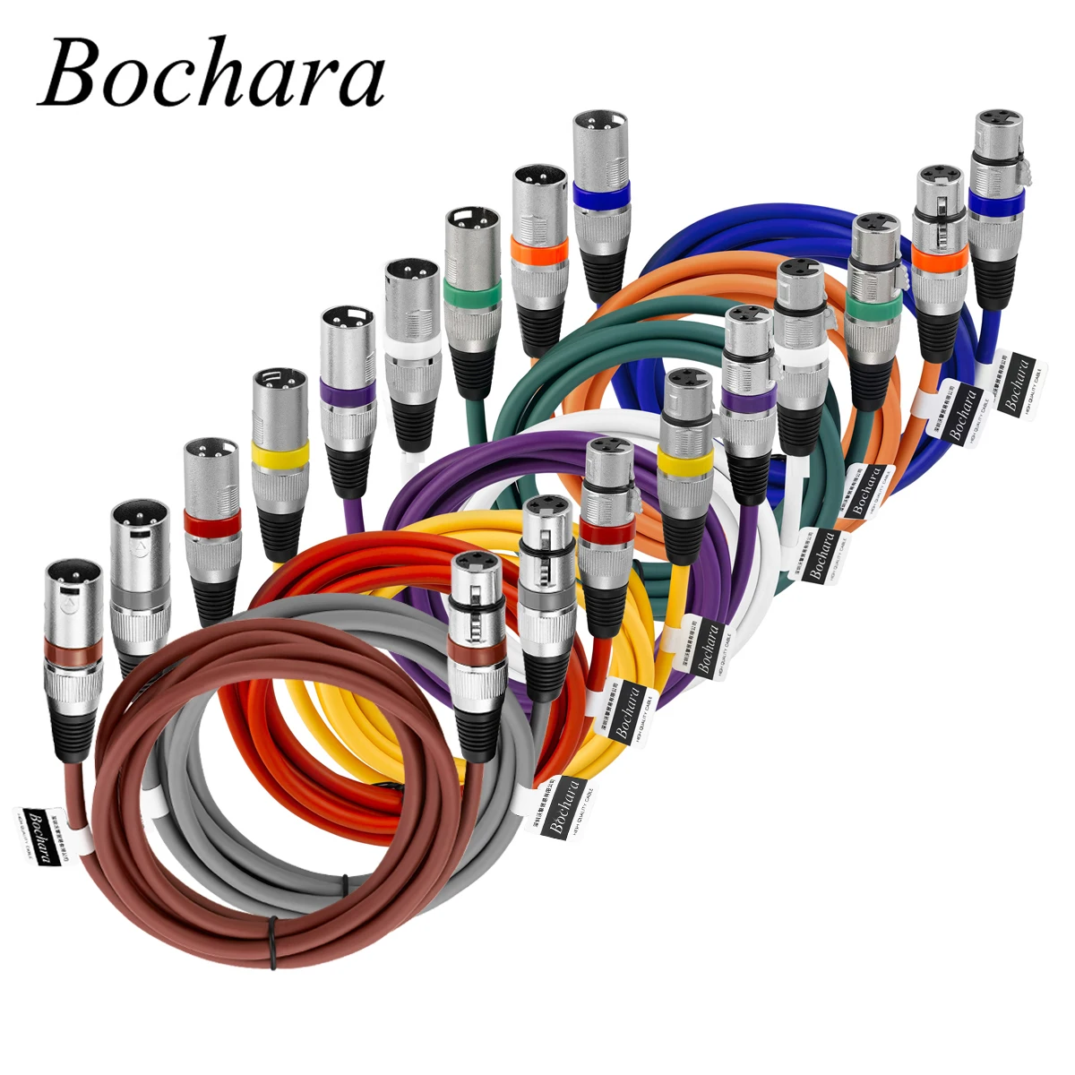Bochara kolorowy kabel XLR męski na żeński OFC folia audio + pleciony ekranowany do wzmacniacza mikrofonowego miksera 1m 2m 3m 5m 10m