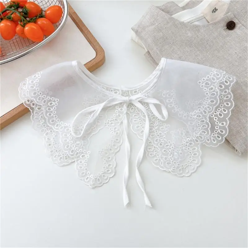 Q5WE Ajuste o colar decorativo ajustável Padrões renda decorativos Padrões renda poliéster macio desgaste casual formal