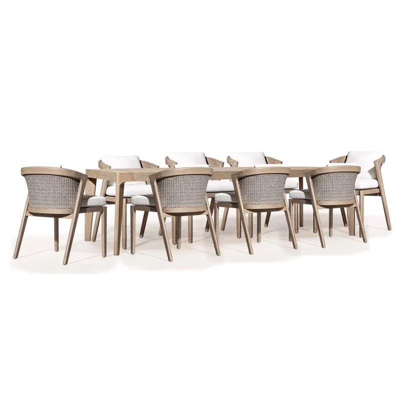 

Outdoor tables and chairs courtyard villa terrace waterproof sunscreen teak long table outdoor open-air garden preservative soli