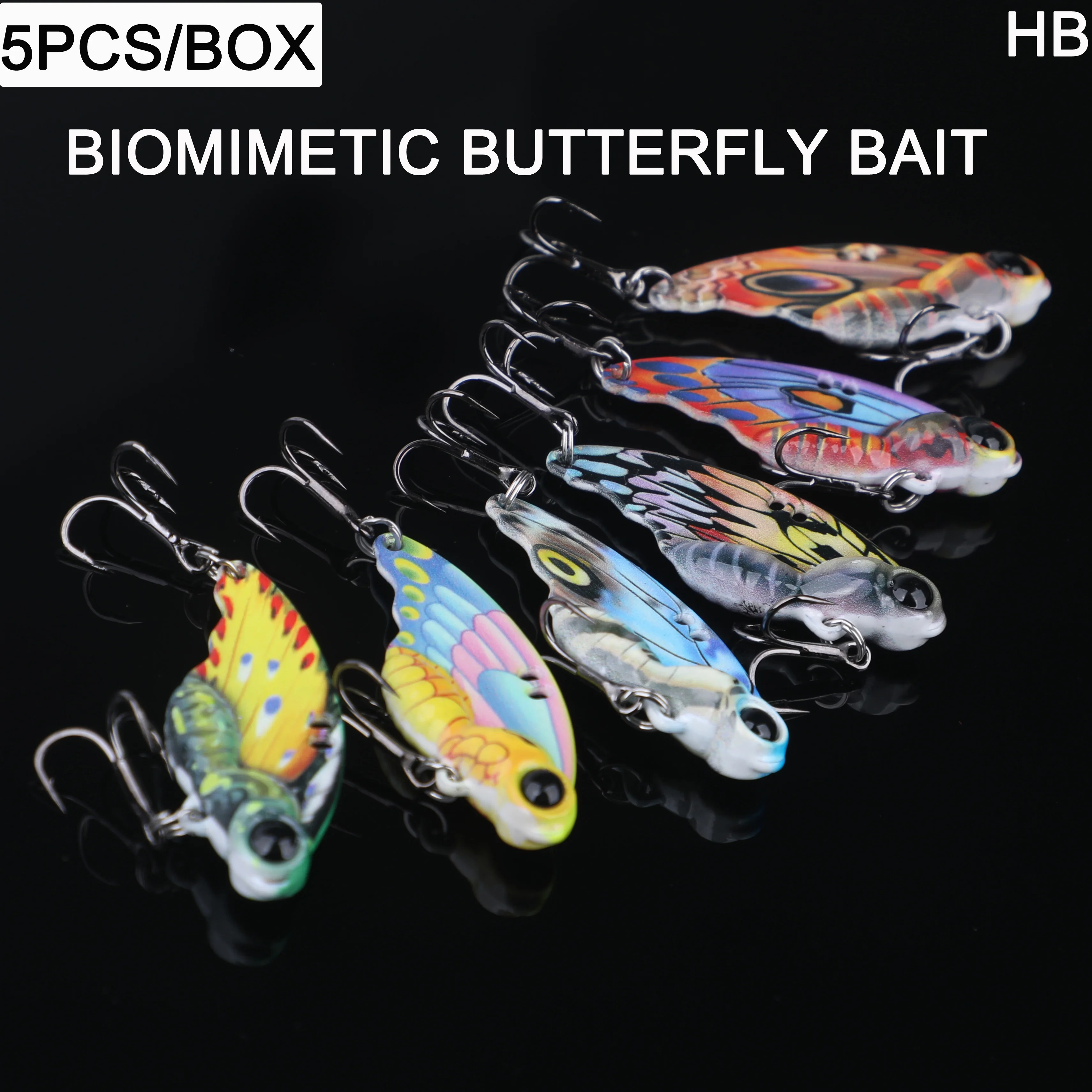 

5 шт./кор., биомиметическая металлическая ложная приманка VIB с бабочкой, жесткая приманка из цинкового сплава с длинным ходом, красочная приманка для рыбы, ложная приманка