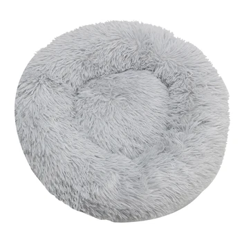 Plush Round Pet Bed - Light gray 6
