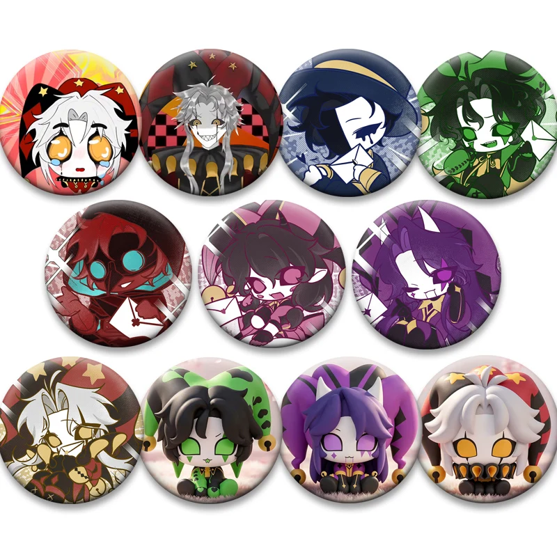 The Freak Circus,Pierrot,Harlequin,Jester Funny Tinplate Pins Round Cartoon Brooches for Bag Accessories Anime Collection Badge