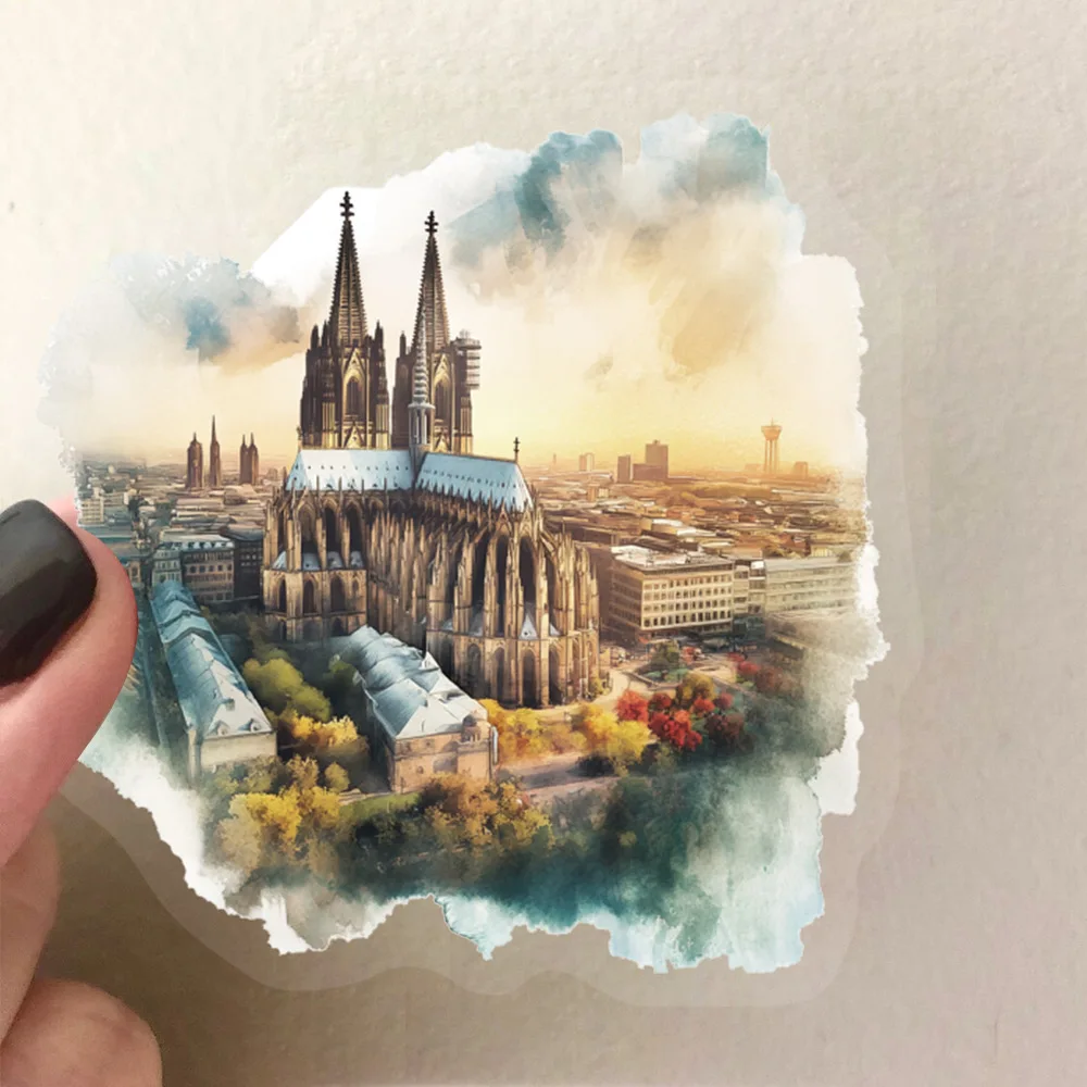 50 pezzi architettura in tutto il mondo stile retrò torre di Parigi PET custodia decorativa per cellulare tablet per computer adesivo impermeabile giocattolo per bambini