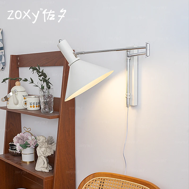 Rocker Arm Wall Lamp Wiring Free Stretch Folding Bedroom Bedside Lamp