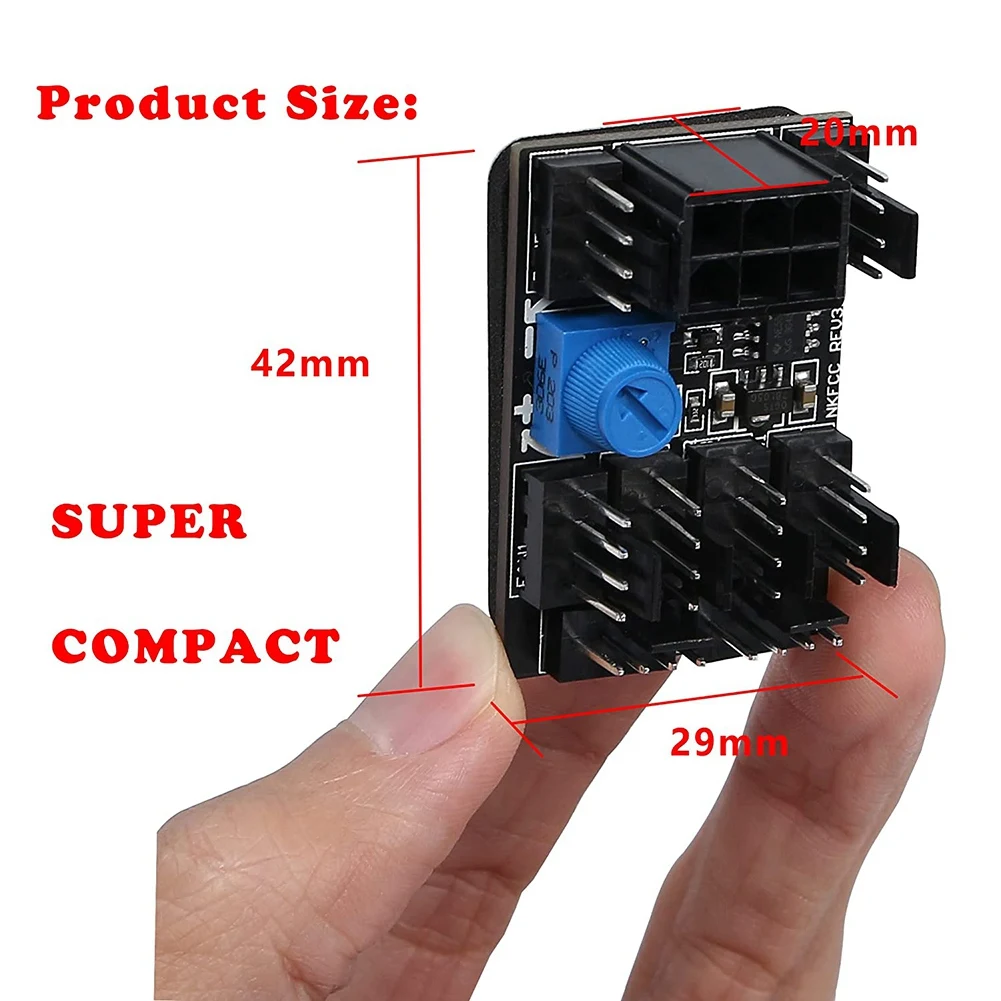 3-Pin 4-Pin Fan Adapter PWM PC Case Cooling Fan Hub 8-Way Splitter 12V Speed ??Controller with 6-Pin Power Port