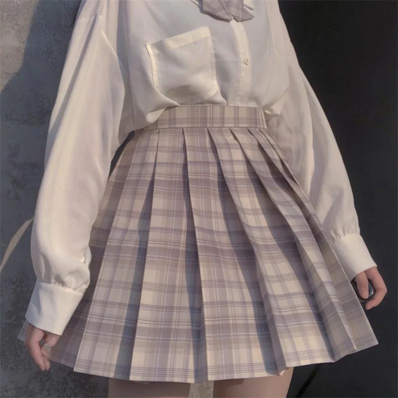 [Jian Xue] Girls Short Sleeve Summer Short High Waist Pleated Skirts Plaid Skirts Women Dress For JK School Uniform Students