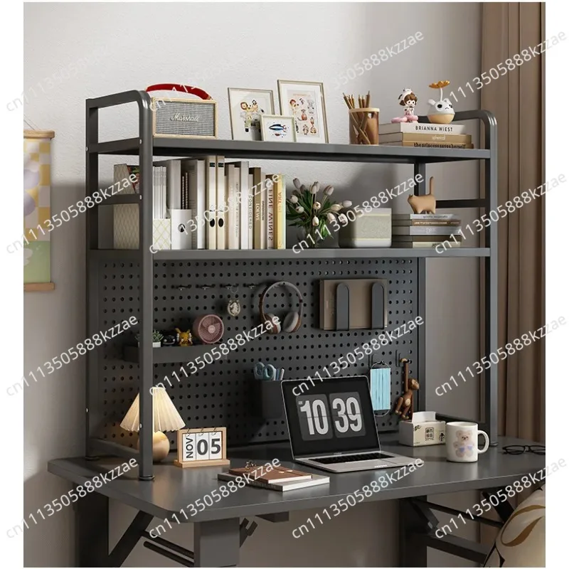 Hole plate desktop shelf, bookshelf storage, multi-layer wrought iron shelf, student desk, computer desk storage artifact