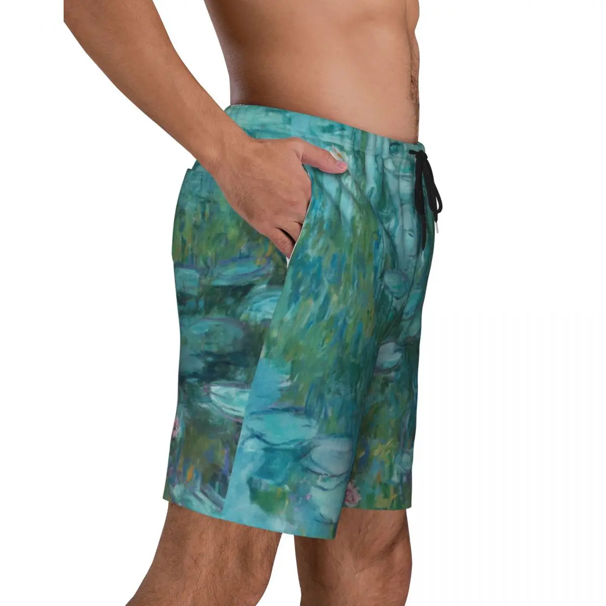 Claude Monet Quick Dry Swim Trunks para Homens, Praia Board Shorts, Pinturas De Jardim, Natação Boardshorts, Lírios De Água Swimwear