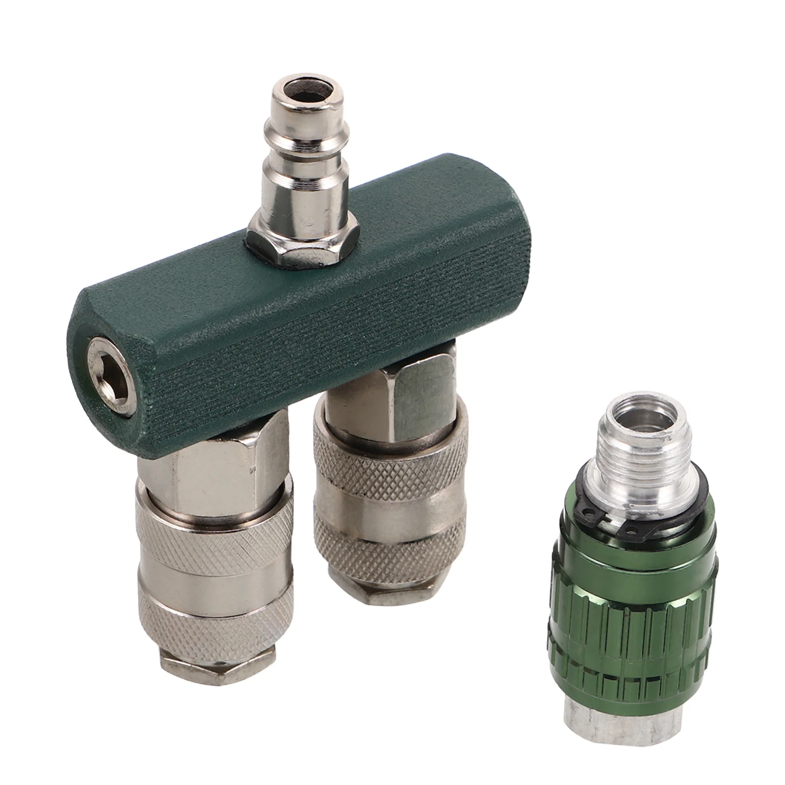 

Quick Connect Fitting: 2-Way Straight Air Manifold Splitter 1/4Pt Male Plug For Air Compressor T-Shaped Pneumatic Tube