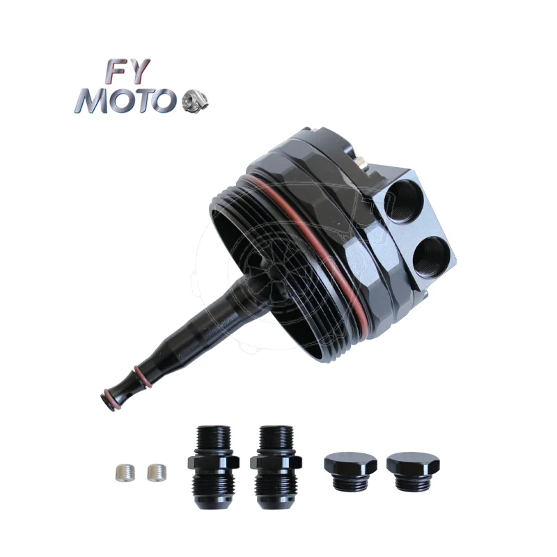 CNC Billet Oil Cooler Filter Lid Cover Cap AN10 Fittings 2 Sensor Ports for  M52 M54 M56 E46 E39 E60 E61 X3 X5 Z3 Z4