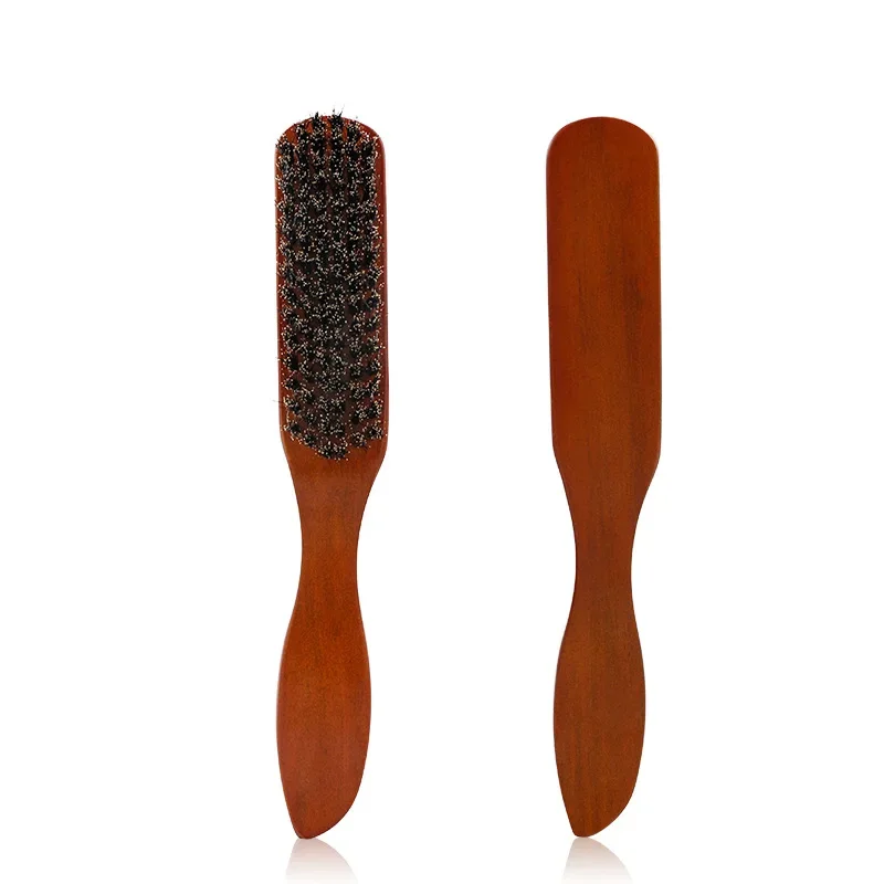 Barber Solid Wood Boar Shaving Brush Beard Massage Black Boar Bristle Hair Brush Curved Wooden Men Beard Mustache Brushes