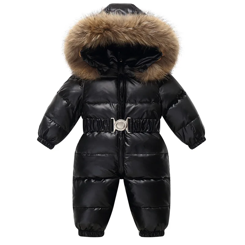 IYEAL    2025 Warm Waterproof Snow Wear Children Down Coats Hooded Fur Baby Boys Girls Ski Suit Winter no-wash fabric Jumpsuit