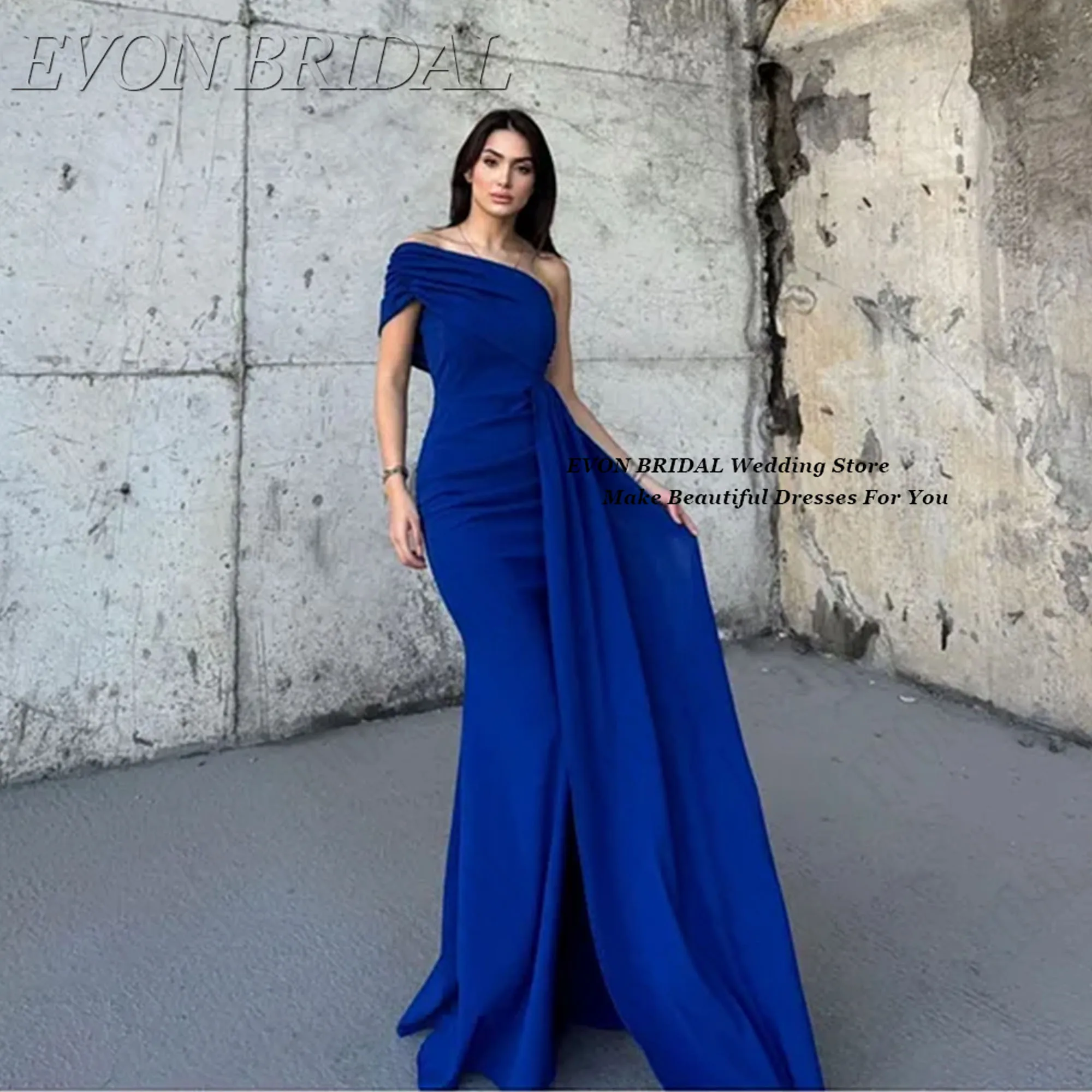 

EVON BRIDAL Sloping Shoulder Woman Ceremony Dress Mermaid Elegant Prom Gowns Classic Floor-Length Wedding Evening Gown Customiz