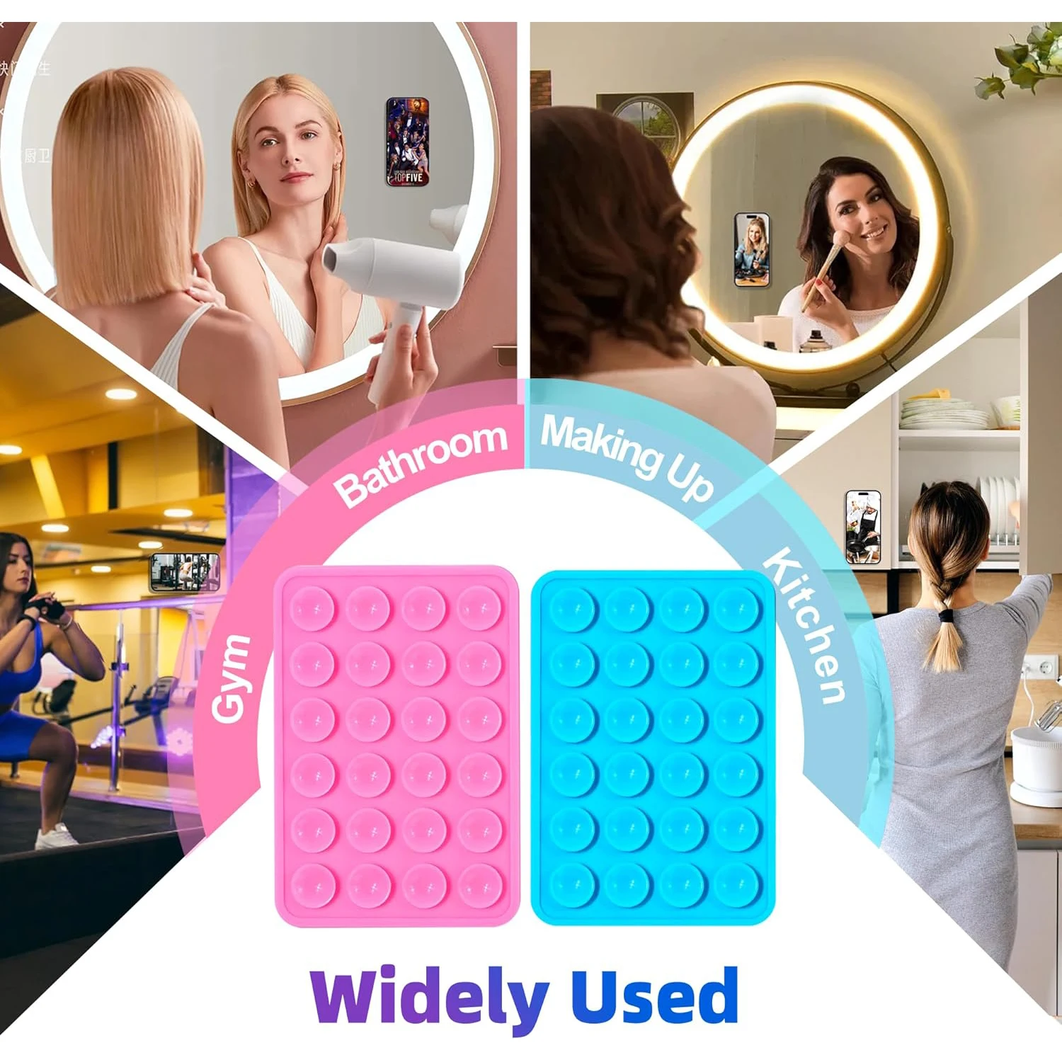 

Silicone Suction Cup Phone Holder Single-Sided Square Case Mount Back Sticker Multifunctional Suction Cup Wall Stand Anti-Slip