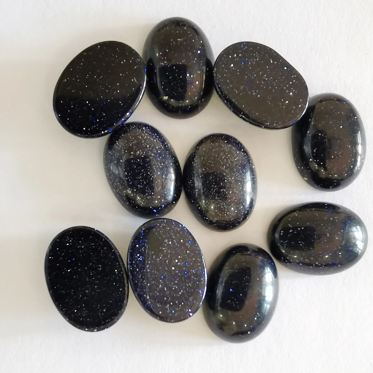 16x12MM Natural Blue Sandstone Stone Beads GEM Oval CAB Cabochon Jewelry Making 10PCS H387