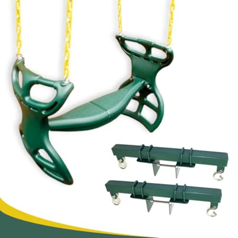 

Heavy-Duty Plastic Horse Glider Swing Seat Back-to-Back Glider for Two with Coated Swing Chains