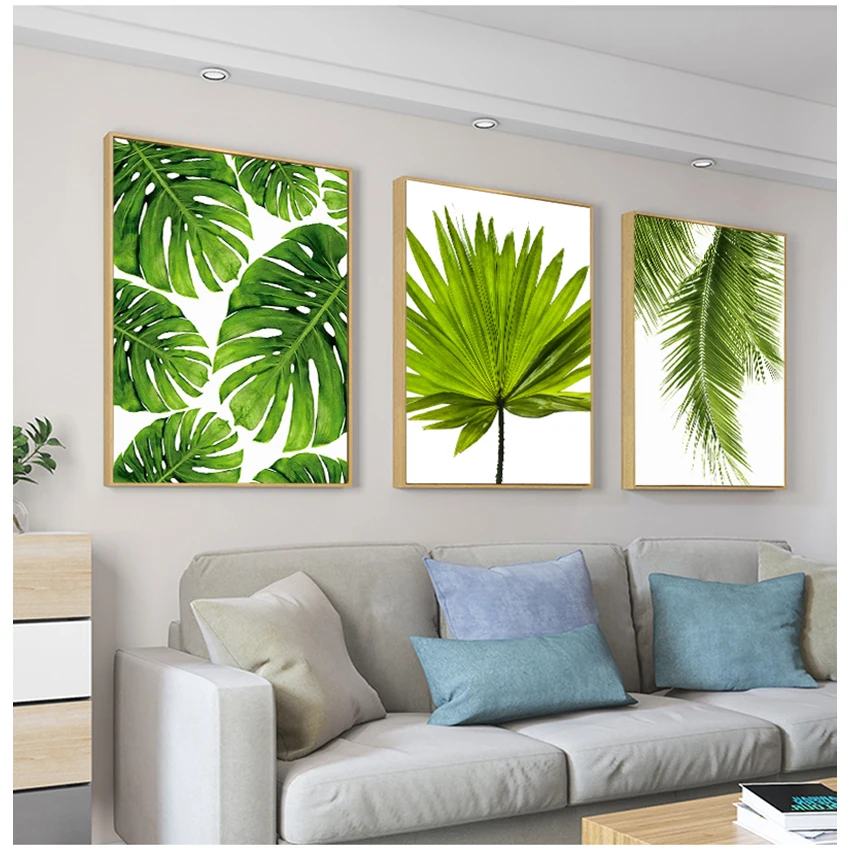 Poster Greenery Wall Picture Room Decoration Tropical Banana Leaf Canvas Painting Fresh Palm Leaves Nordic Green Plant
