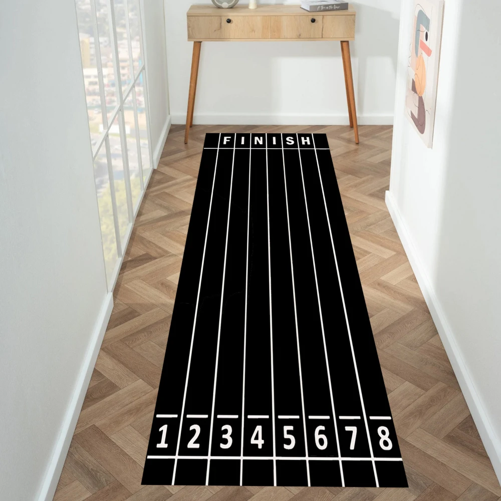 Colorful Bowling Lane Strike Spare Wooden Texture runner rug hallway entry foyer game room basement cabin loft washable mat