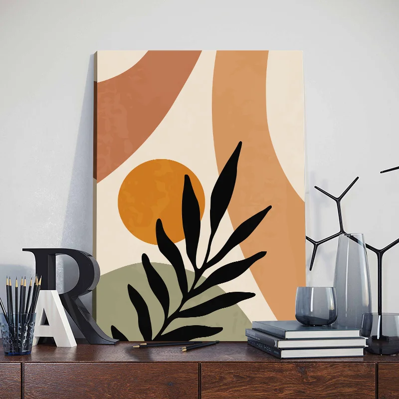 

Framed Nordic Minimalist Botanical Wall Art Home Decor Poster Canvas Print Living Room Decorative Painting Poster Artwork